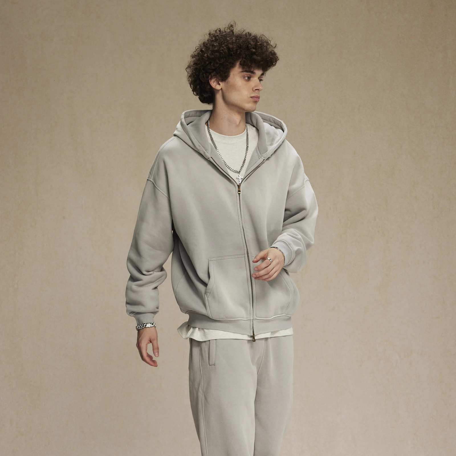 Mens Zip Up Hoodies Tie Dye Washed Double Oversize Cardigan Sweatshirt Loose Plus Plush Gradient Man Hooded Pullovers Winter 251105