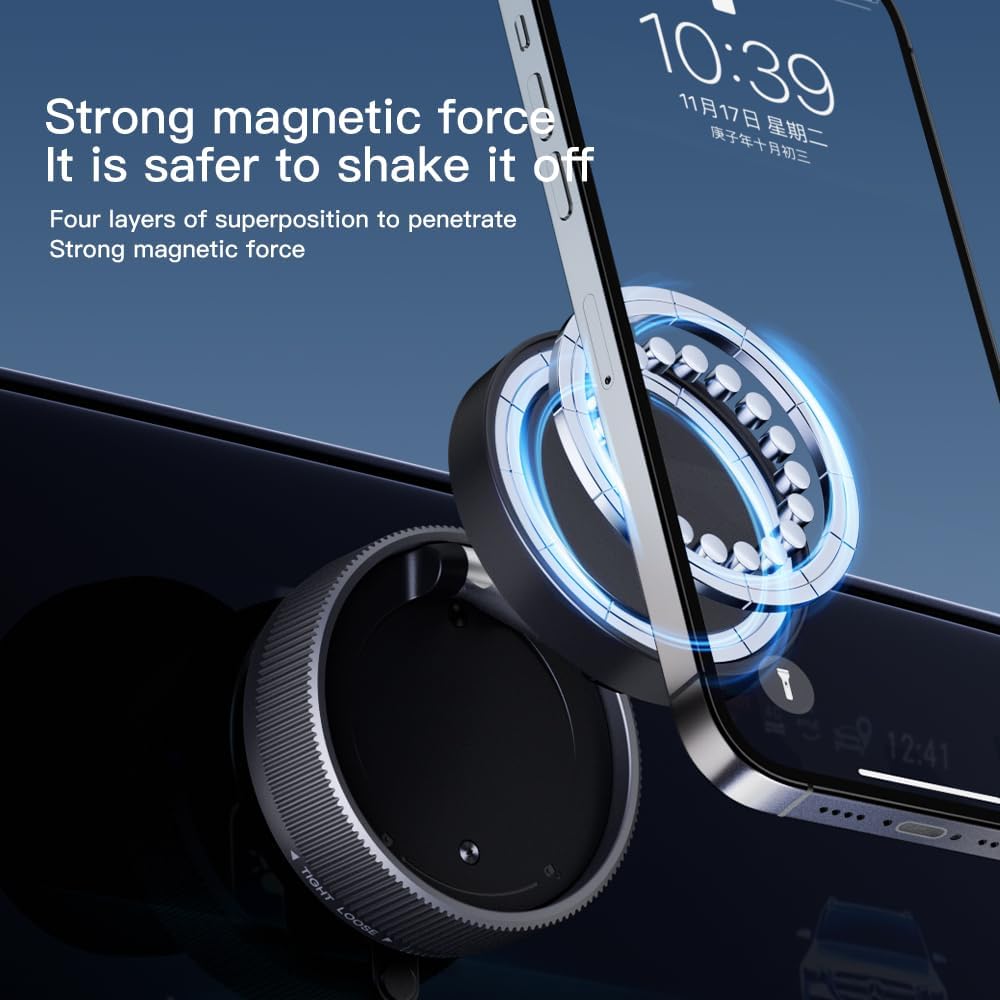 Moft Pivot Pro Upgraded Car Mount 2025, Mpp Gripmaster Pro 360 Magnetic Holde, Upgraded 360° Hands-Free Magnetic Cell Phone Holder for Car Gym Mirror 