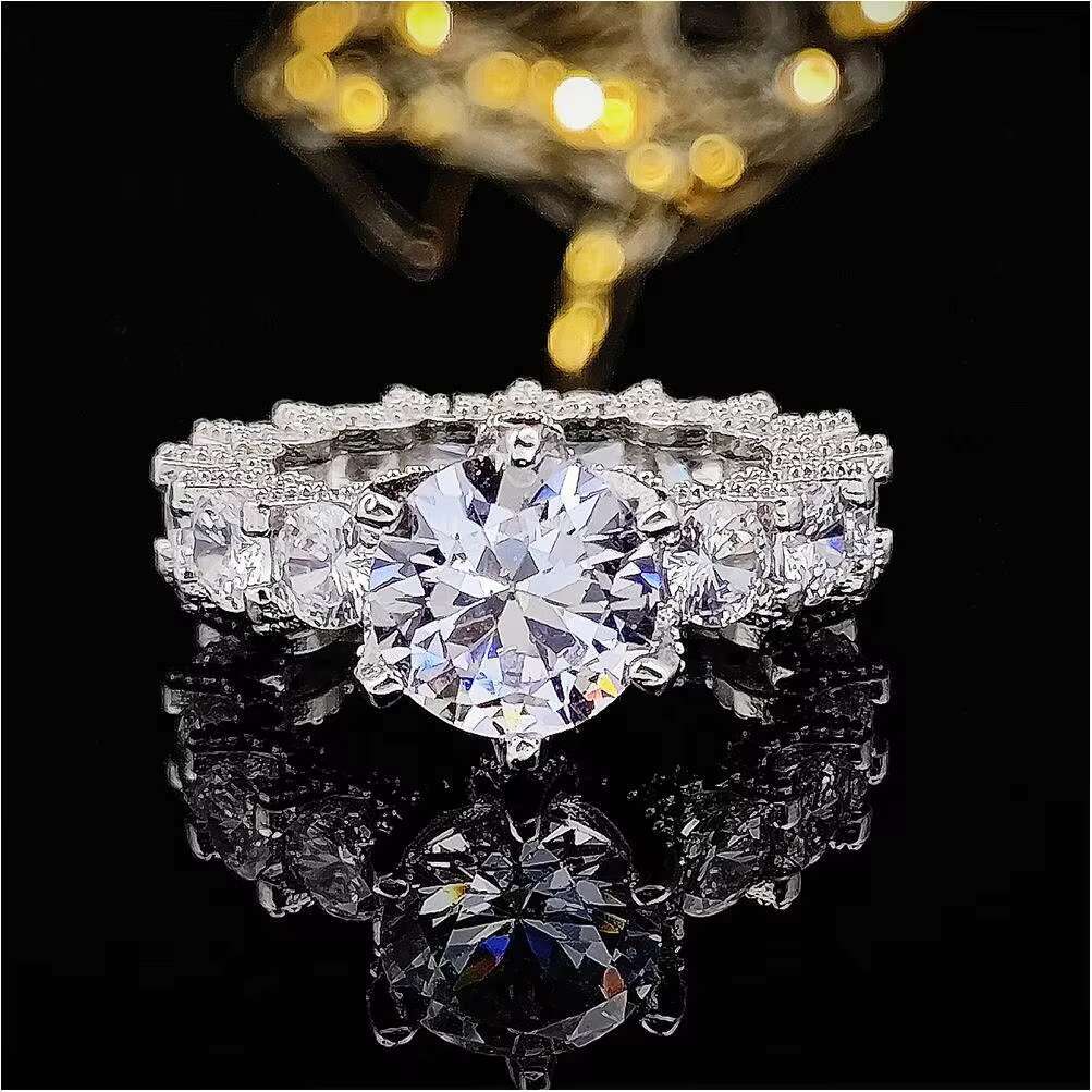 Fashion Jewelry Rings 10 Gram Signet 24K 18K Gold Stainless Steel MenS Couples Turkish for Girls Wedding 2 Rows Moissanite Ring