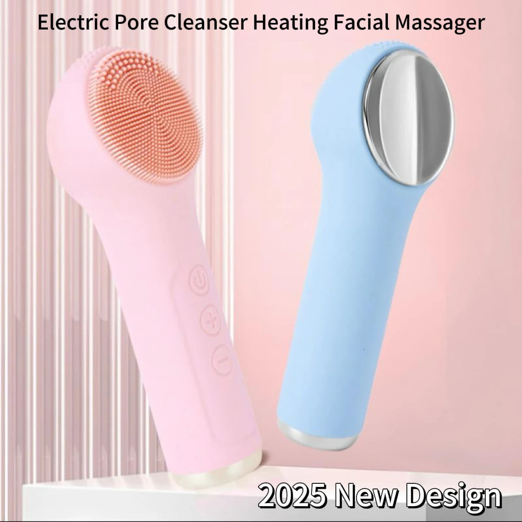 Electric Waterproof Silicone Cleansing Brush Deep Cleanse Makeup Remover Heating Massage Beauty Tool for Women 251106