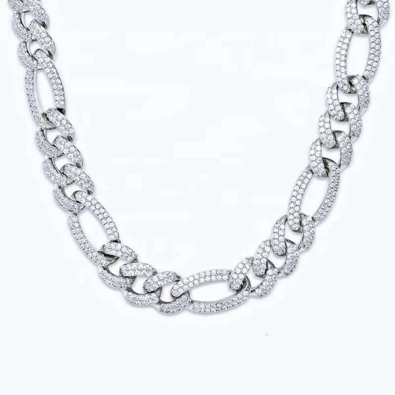 Hip Hop VVS Moissanite Mens GRA Iced Out Spiked Figaro Infinity Link Cuban Chain With 925 Sterling Silver Pass Diamond Tester