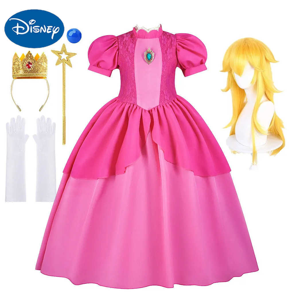 Disney Peach Girls Peach Role Play Dress up Princess Game Role Play 4 6 8 10 Yrs Childrens Final Level Peach Costume Movie Elegant Party FrogXJ250411
