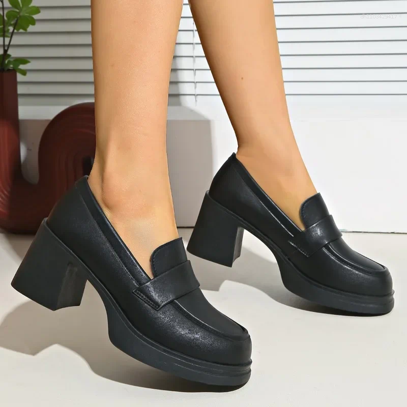 Dress Shoes 2025 Brand Women's Lace-up Cuff High Heels Fashion Round Toe Office And Career Solid Women