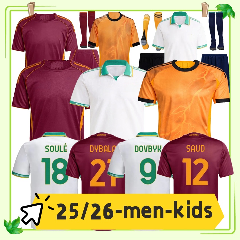 25 26 ROMA DYBALA Soccer jerseys MANCINI ABRAHAM PAREDES E. LE FEE ZALEWSKI EL SHAARAWY ROME in stock 2025 2026 Men Kids football shirt