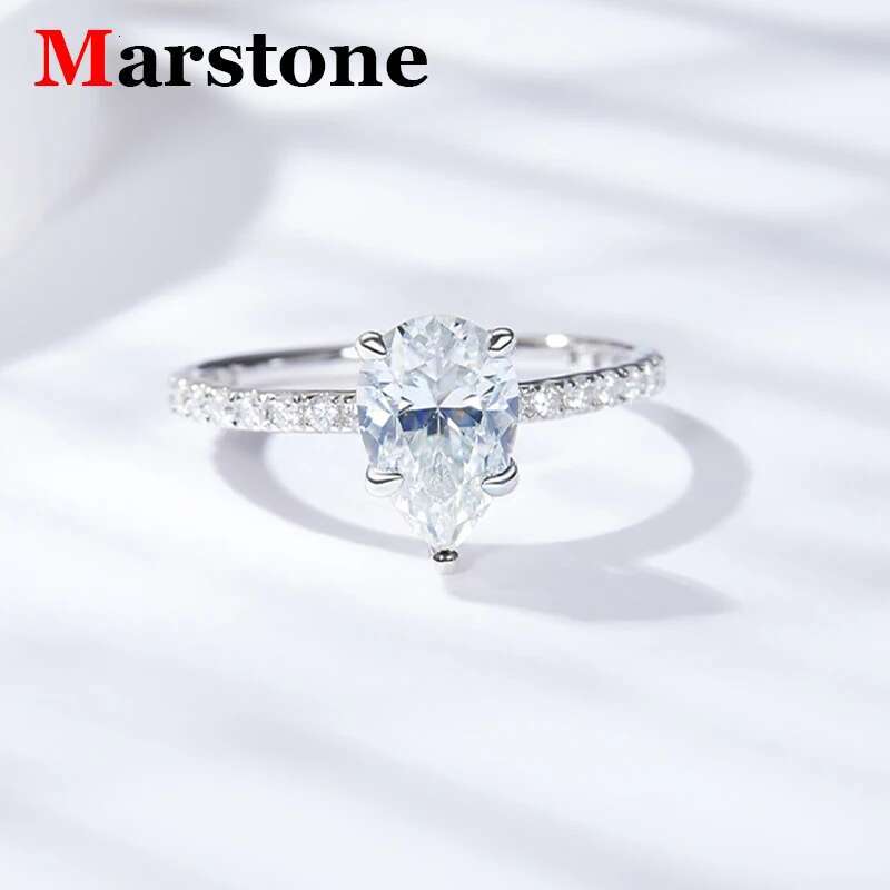1.6CT Pear Full Moissanite Diamond Luxury Shaped Ring Wedding Rings 925 Sterling Silver 18k White Gold Top Quality for Women New