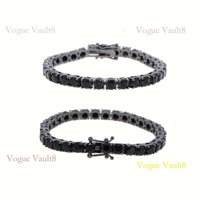 USA Warehouse Black Chain 4mm Men Sparkg Jewelry Round Dia Cubic Zirconia CZ 14K Gold Plated Women Tennis Bracelet