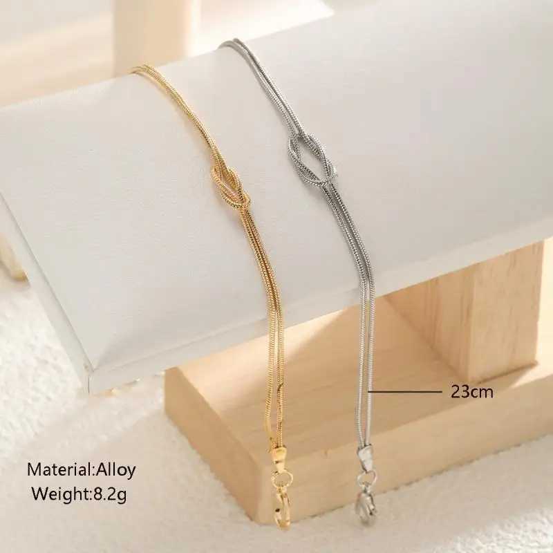 Stainless Steel Couple Bracelets Vintage Double Layered Gold Color Knot Snake Chain Bracelet for Women Waterproof Jewelry GiftC250410