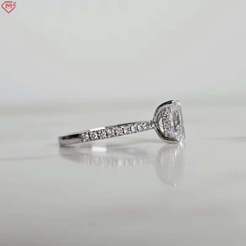 GIA IGI Certified CVD Lab Diamond Ring Fashion Jewelry 14k 18k Solid Gold Elongated Cushion Engagement Lab Grown Diamond Ring