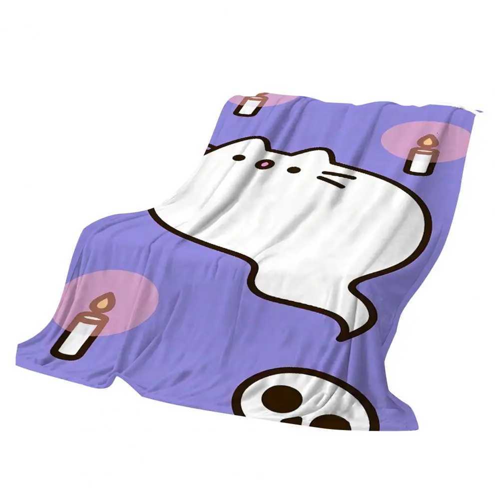 Fluffy Sofa Throw Cozy Halloween Pumpkin Print Fleece Blanket for Dorm Sofa Bed Knitted Machine Washable Anti-static Fluffy C251111