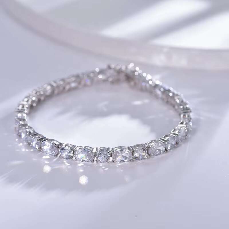 Bracciali 18 Karat White Gold Tennis Bracelet Moissonite Tennis Bracelet AAA CZ Pure Silver Tennis Bracelet