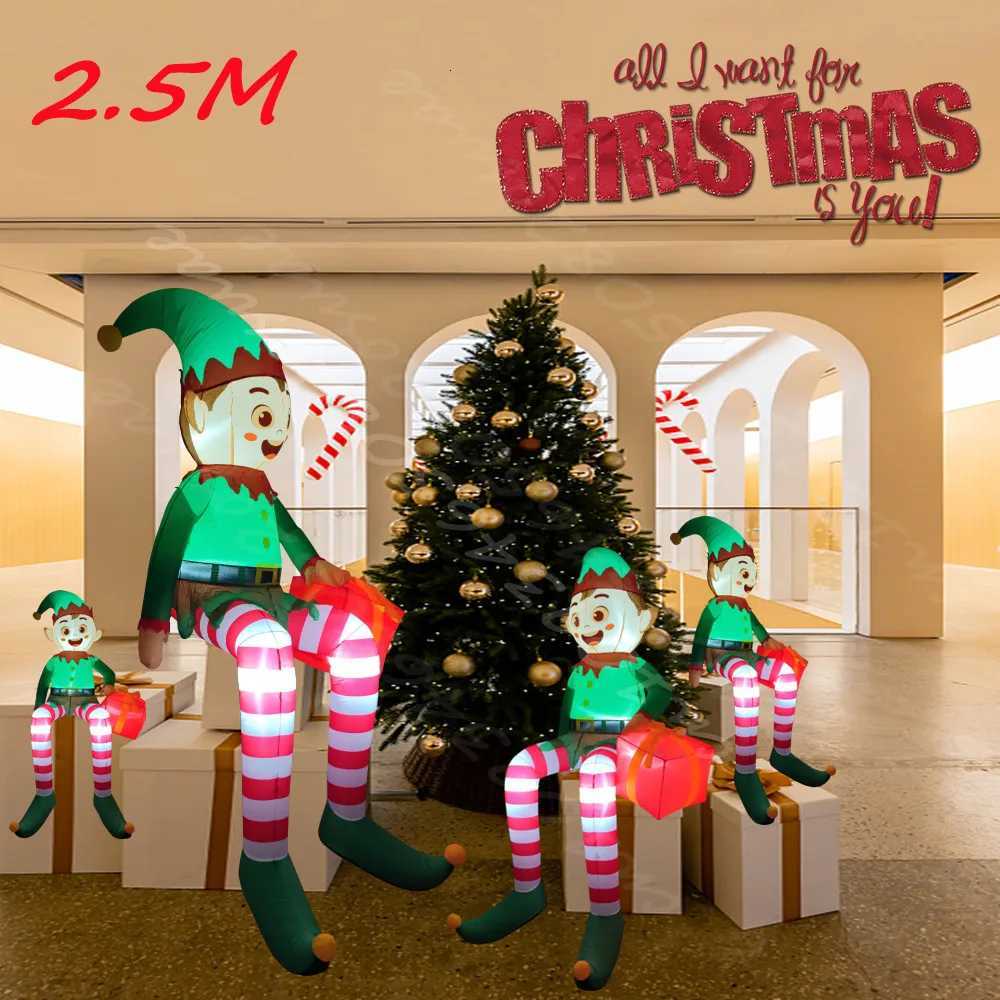 Christmas 25M/82FT Christmas Santa Inflatable Prop Elf Model Built-in LED Lights Indoor Outdoor Fun Decoration Yard Garden Holiday Party Y251111