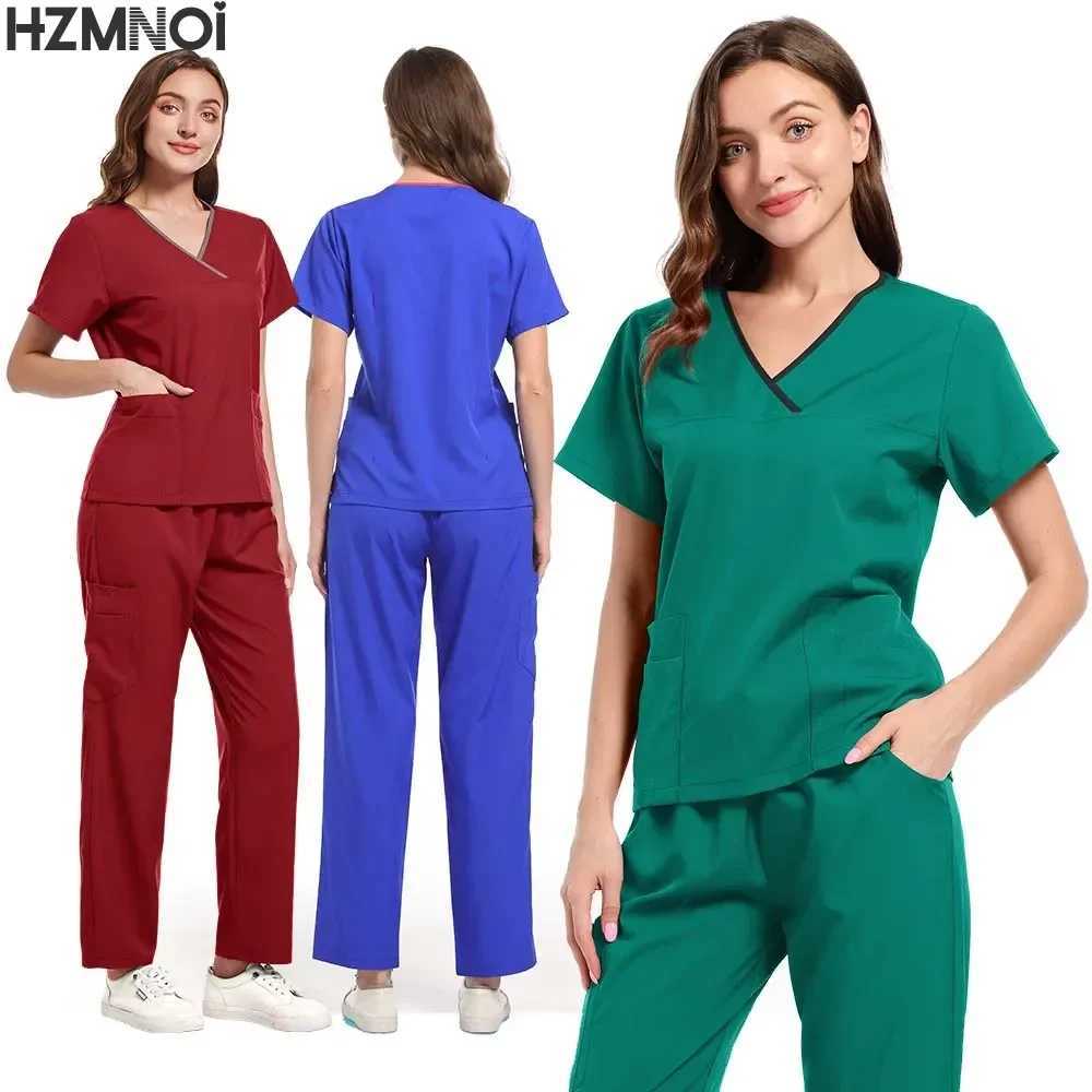Fashion Medical Women Scrubs Uniform Hospital Doctors Clothes Nurses Accessories Dental Clinic Beauty Spa Sn Workwear Sets X250410