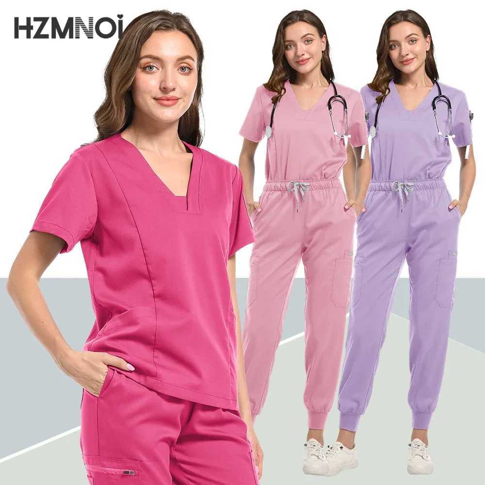High Quty Hot Sale Hospital Uniform Tops and Pants Medical Women Nursing Scrub Uniform Womens Surgical Scrubs Sets X250410
