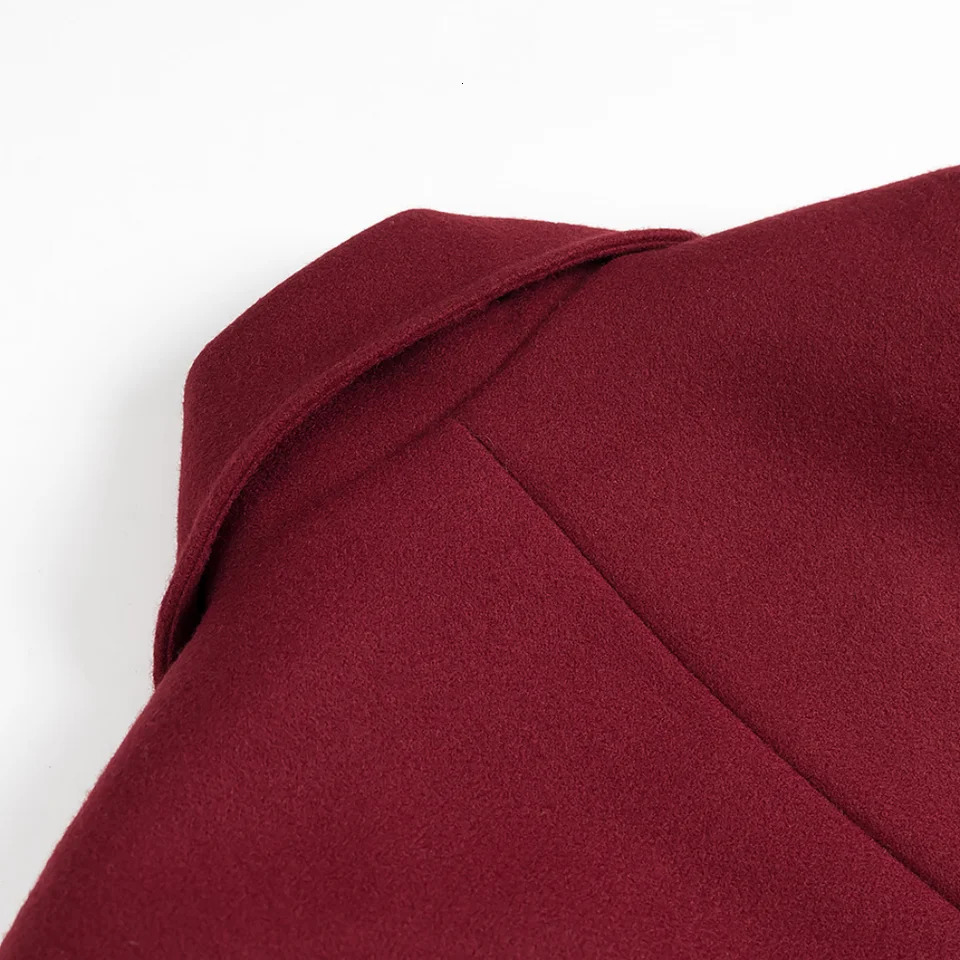 Womens loose fitting coat with collar long sleeves pockets buttons autumn and winter style temperament woolen coa 251104