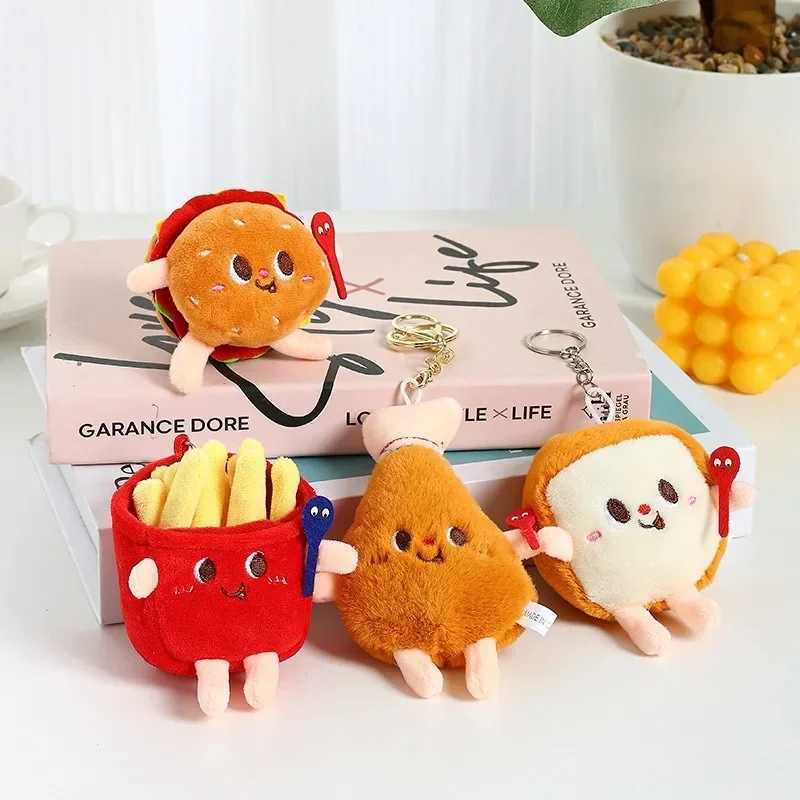 Cute French plush doll keychain cartoon burger hot dog French fries bread keychain creative food bag pendant W250411