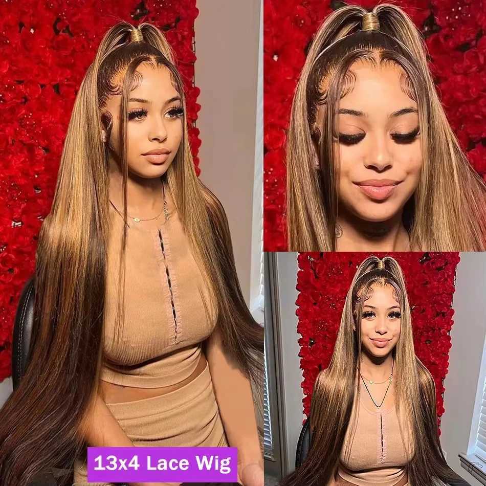 40Inch Highlight Wig Human Hair 13x6 HD Lace Wig 4/27 Blonde Ombre Colored Bone Straight Lace Front Wigs 100 Quality Human HairT251111