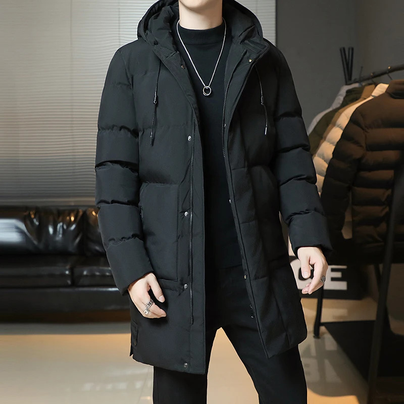 Winter Fashion Youth Middle And Long Clothes MenS Korean Version Bread Down Cotton Thickened Warm Coat Boy 251105