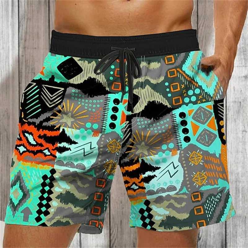 Mens shorts 3D printed graffiti art pattern beach shorts waist fashionable mens shorts Harajuku Y2k swimming board luggageW250410