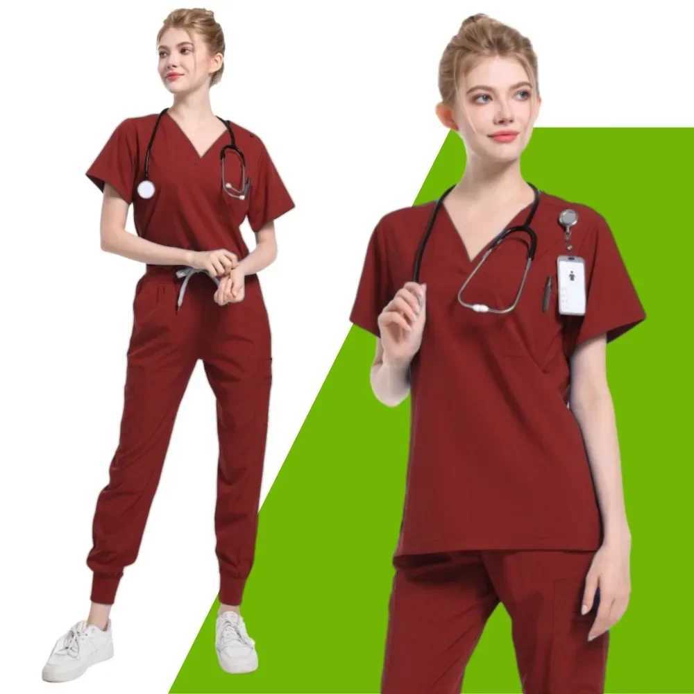 Dentist Surgery Tops Solid Color Beauty Sn Work Blouse Veterinary Nursing T-Shirts Spa Uniform Scrub Tops Men Medical Clothes X250410