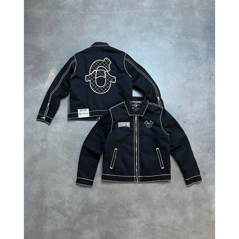 Retro Y2k Denim Leather America Streetwear Trend Brand Letter Embroidery Motorcycle Zip Up Jacket Thickening Men Clothing