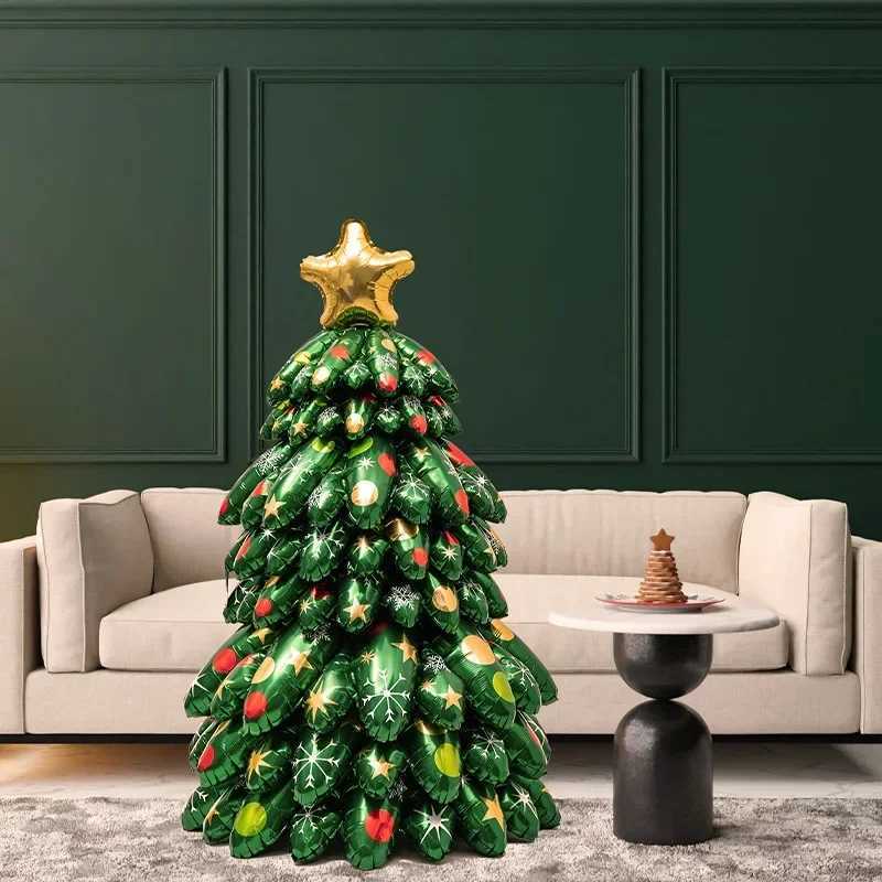 Christmas Christmas Tree Balloons 3D Standing Assemble Aluminum Film Balloon for Christmas Decorations Home New Year Party Decor Kids Gift Y251111