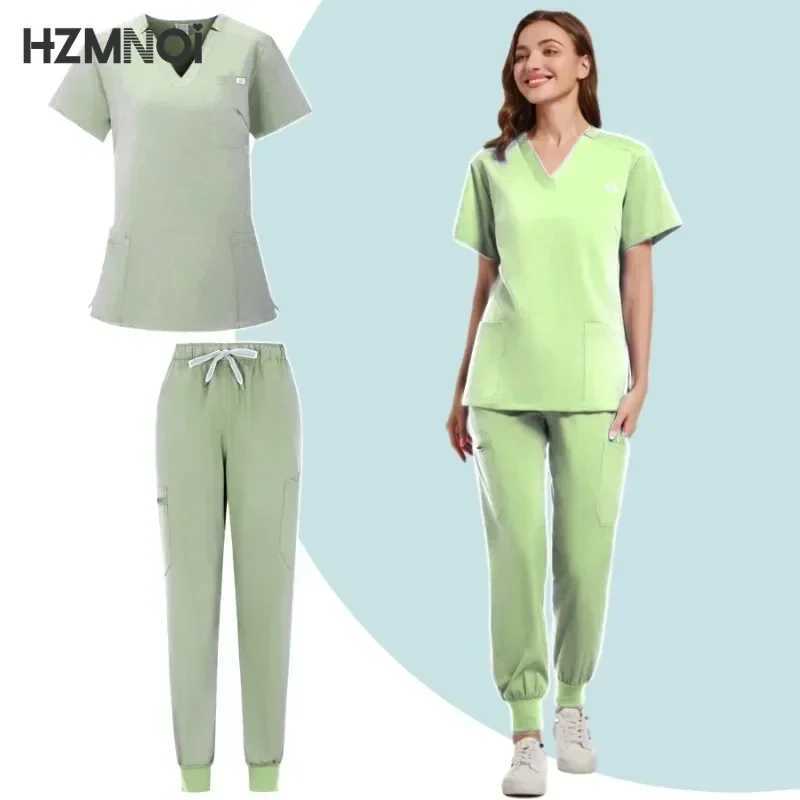 Multicolor Operating Room Scrubs Set Doctor Nurse Top Pants Lab Workwear Surgical Gown Medical Nursing Uniform Clinical Overalls X2504101
