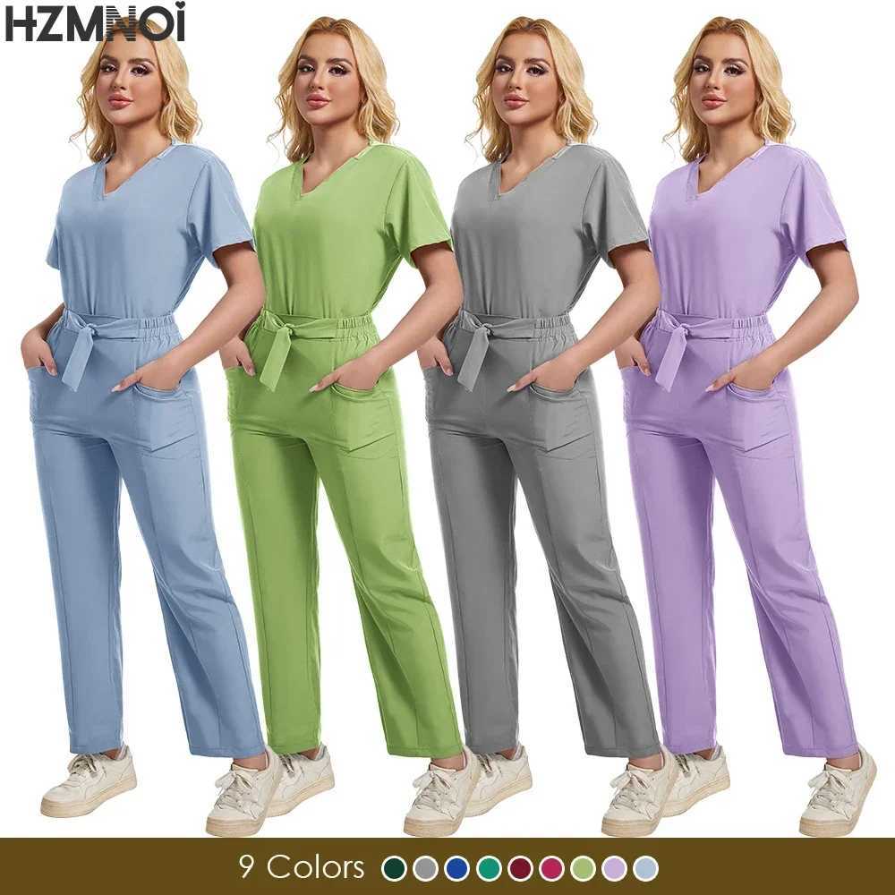 Medical Uniform Scrub Sets Uniform Women Joggers Veterinary Pet Clinic Nursing Accessories Breathable Short Slved Top Pant Set X250410