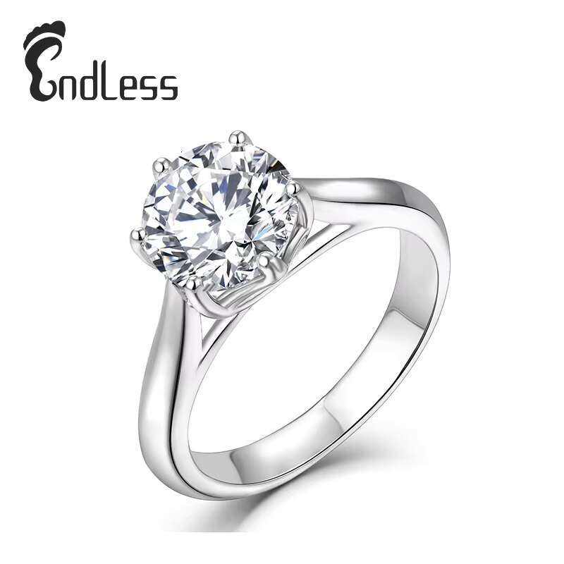Gemstone Jewelry Sterling Silver Custom S925 Classic Simple Moissanite Engagement Wedding Ring for Women Fine Jewelry