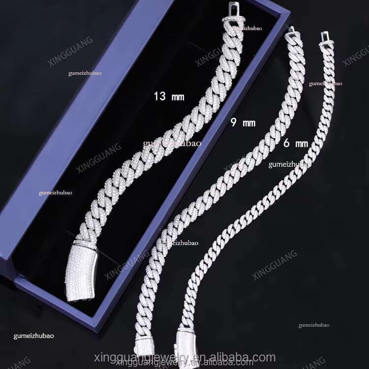 In Stock Fine Jewelry Sterg Sier VVS Moissanite Dia Iced Out k 6mm 9mm 13mm Cuban Chain for Pendant