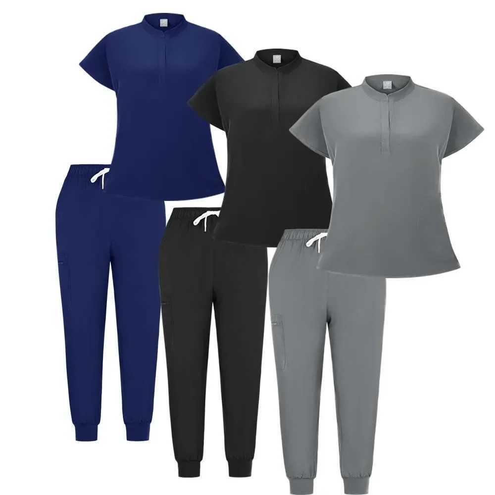 Hospital Medical Uniforms Doctor Nurse Accessories Women Casual Short Slve Jogger Suits Dental Lab Pharmacy Workwear Tops Pant X250410