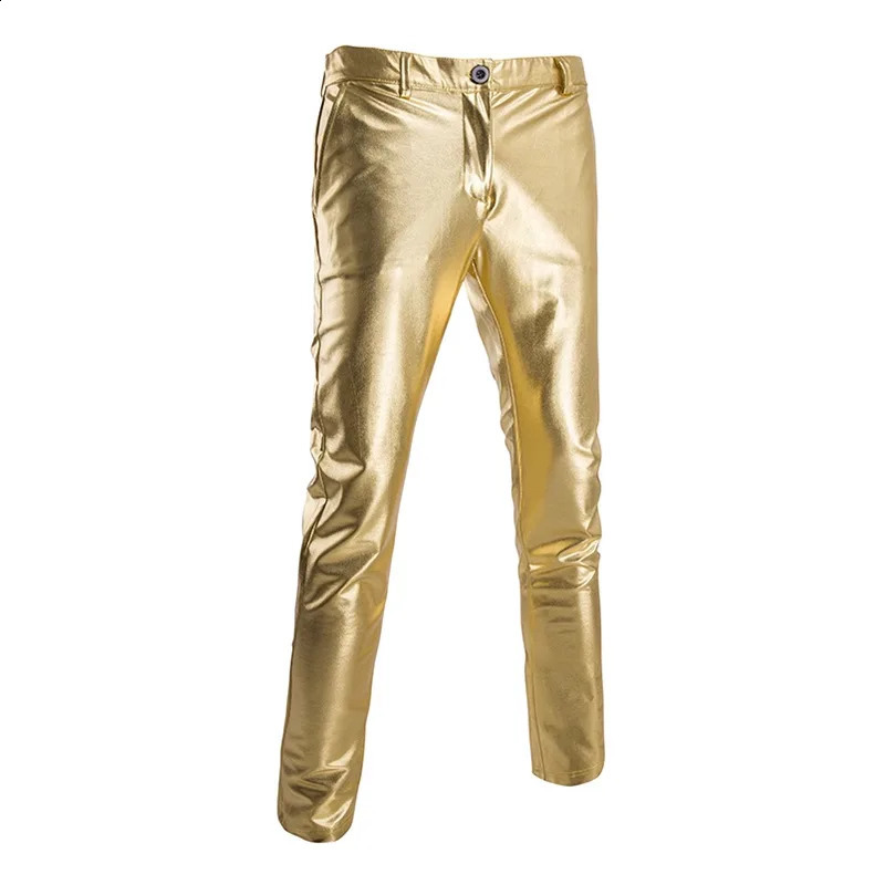 Stamping Glossy Casual Suit for Men Slim Fit 2 Piece Solid Shiny Party Gold Silver Black Suit for Men Blazer Jacket Pants 250410