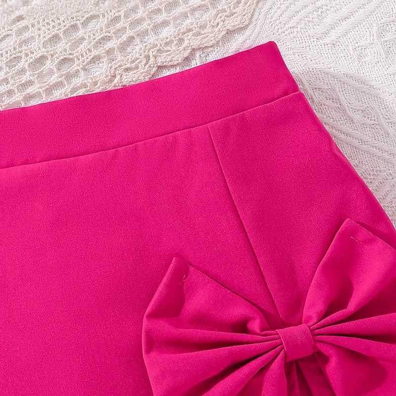 New summer childrens fashion set suitable for children and girls aged 8-12 years designed with rose suspension and short distance holiday clothingXJ25