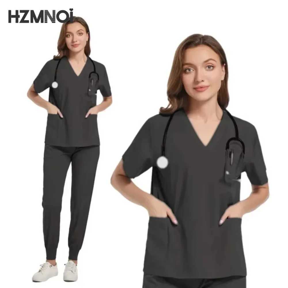 New Nurse Uniforms Elasticity Tops Pants Woman Man Scrubs Set Straight Trousers Dental Hospital Clinic Workwear Medical Uniforms X250410