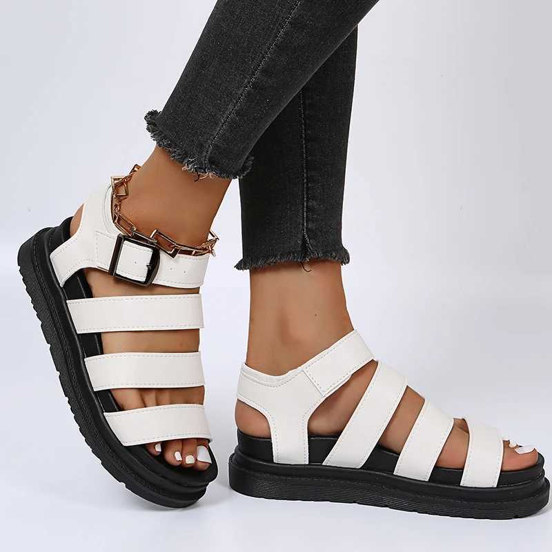 Black open plain wedge shoes for womens summer beach sandals sexy womens plus size PU leather sandals no print Sapato FemininoXJ250410