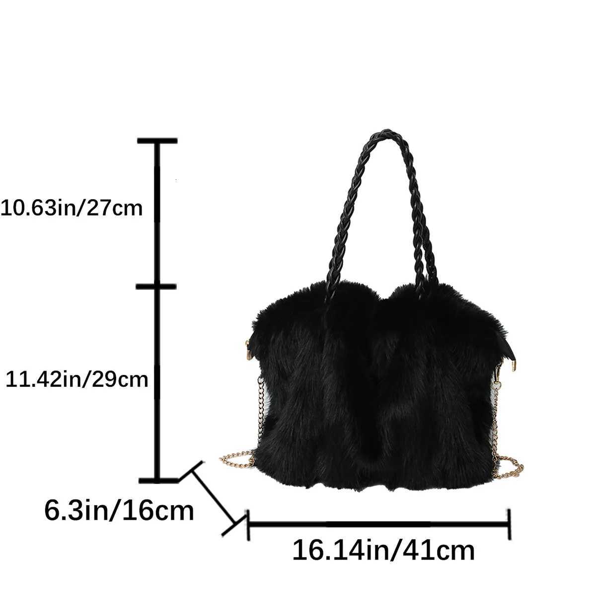 Women Fashion Plush Shoulder Bag Solid Color Woven Strap Large Capacity Soft Material Zipper Lightweight Daily Commute HandbagT251110