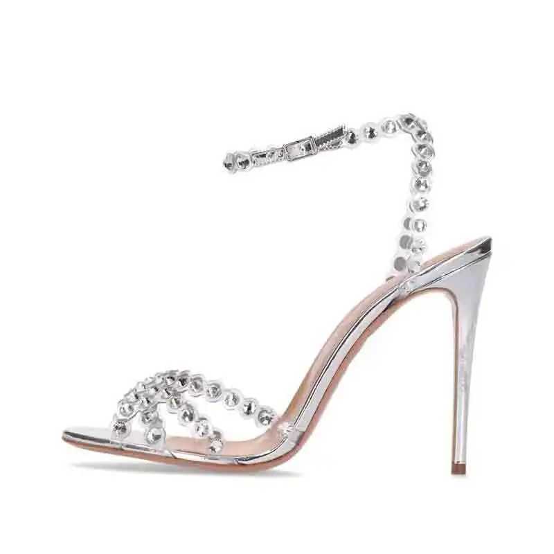 Summer and Spring Sier Temperature Celebrity High Heels Jelly Diamd Sandals Thin High Heels Round High HeelsXJ250410