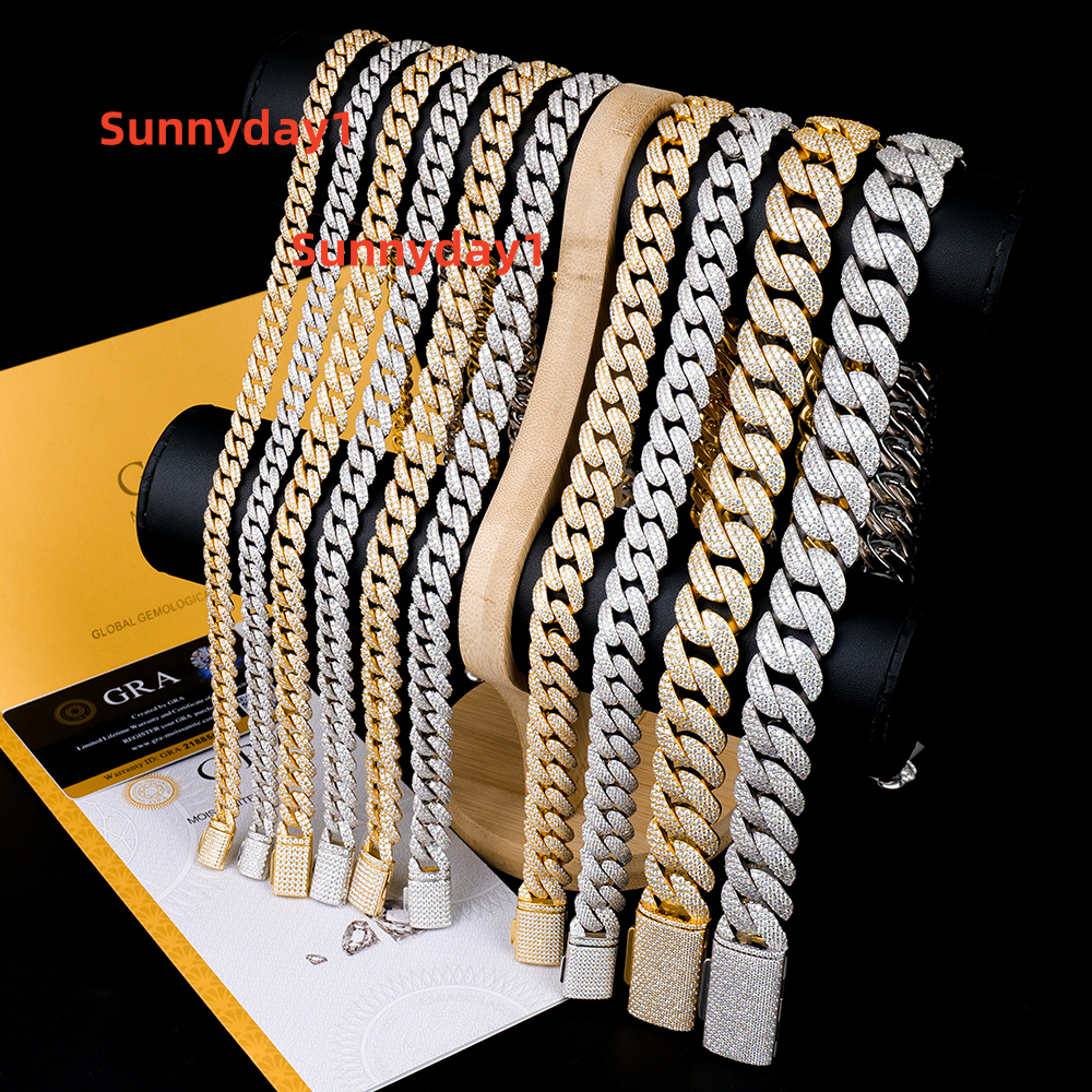 Stock Wholesale Mens Hip Hop 925 Sterling Silver Iced Out Vvs Diamond Mossanite Moissanite Jewelry Arc Cuban Link Chain Necklace