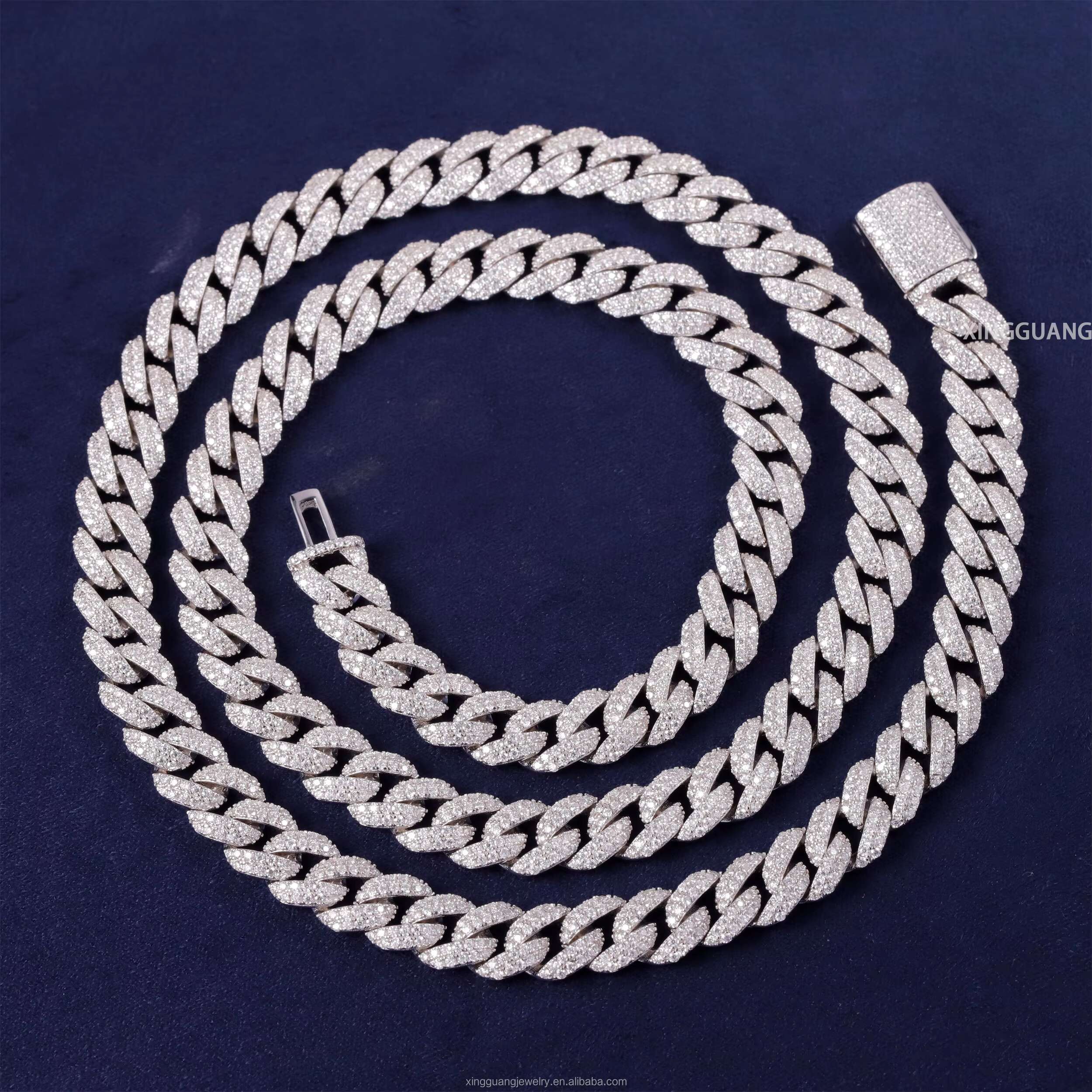 Pass Diamond Tester Iced Out Moissanite Cuban Chain for Men 9mm S925 Silver Hip Hop Necklace VVS Moissanite Cuban Link Chain