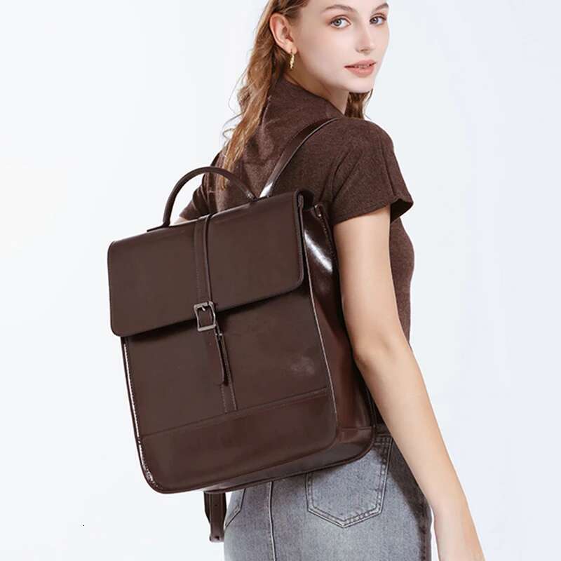 Women's Bags Vintage Cowhide Women's Backpack College Style Girls Student Laptop Satchel Genuine Leather School Bag Women Shoulder Bags