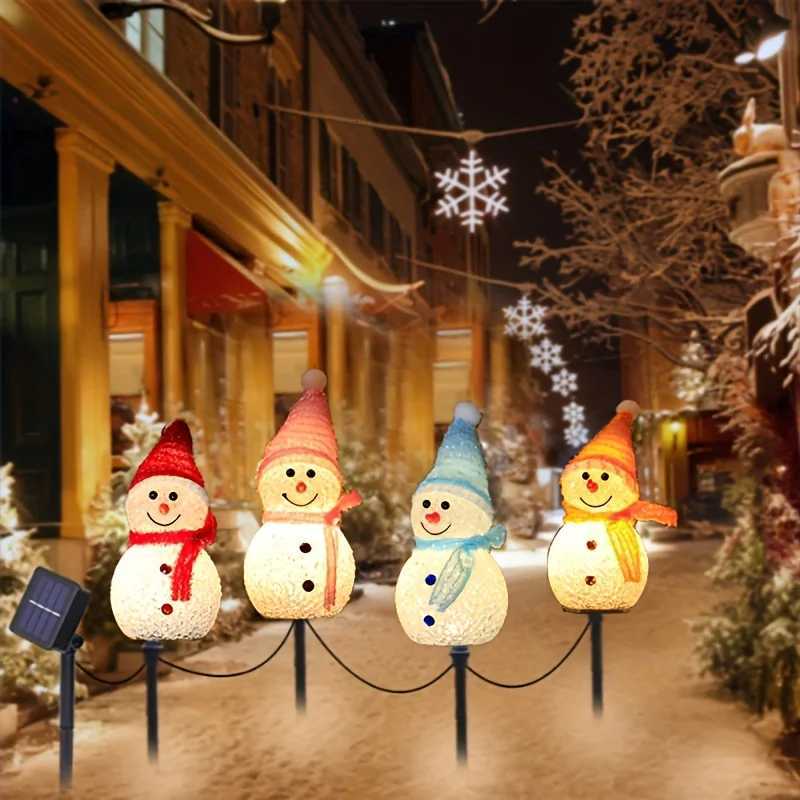 Christmas Christmas Decorations Light Solar Light Snowman Christmas Outdoor Solar Powered Stakes Lights For Corridor Patio Lawn Decoration Y251111
