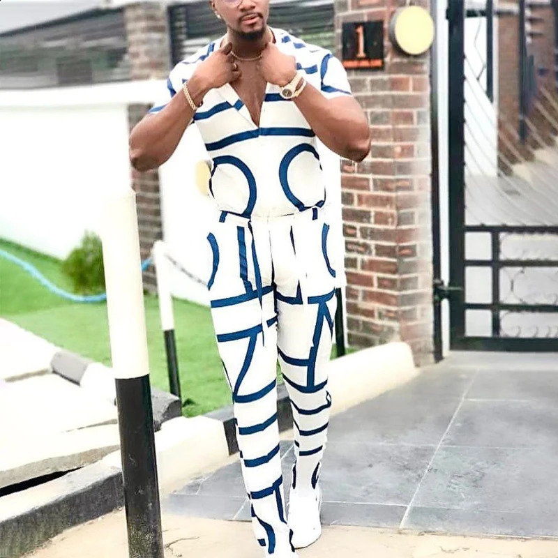Leisure summer mens polo track and field suit 2-piece track and field suit set oversized short sleeved shirt and pants set beach T-shirt Hawaii 250410