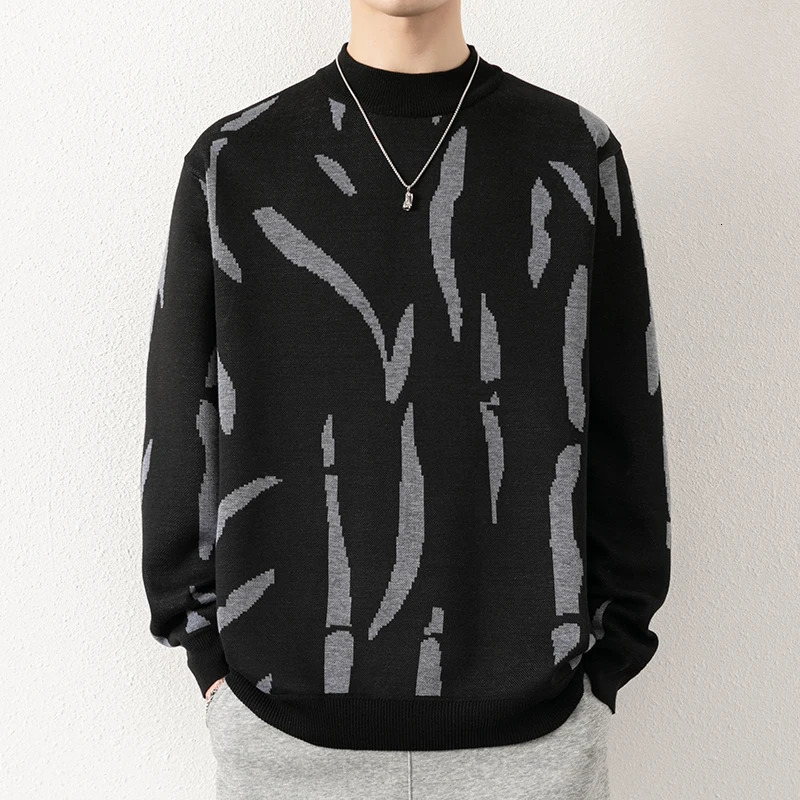 Semihigh Collar Sweater for Men with Lining Thickened and Flocked Perfect Autumn Winter As A Versatile Base Shirt 251104