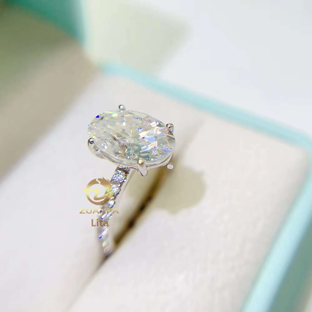 Luxury Love U 4.5ct Oval Moissanite 925 Sterling Silver Wedding Diamond Engagement Ring Women