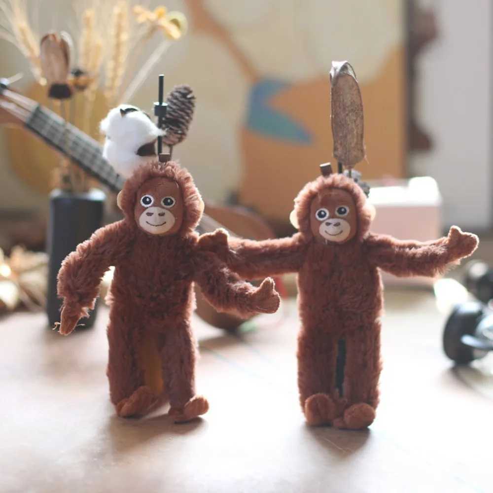 Cute Gorilla Orange Monkey Cute Animal Pendant Key Ring Soft Filled Doll Plush Toy Girl Boy Birthday Gift W250411