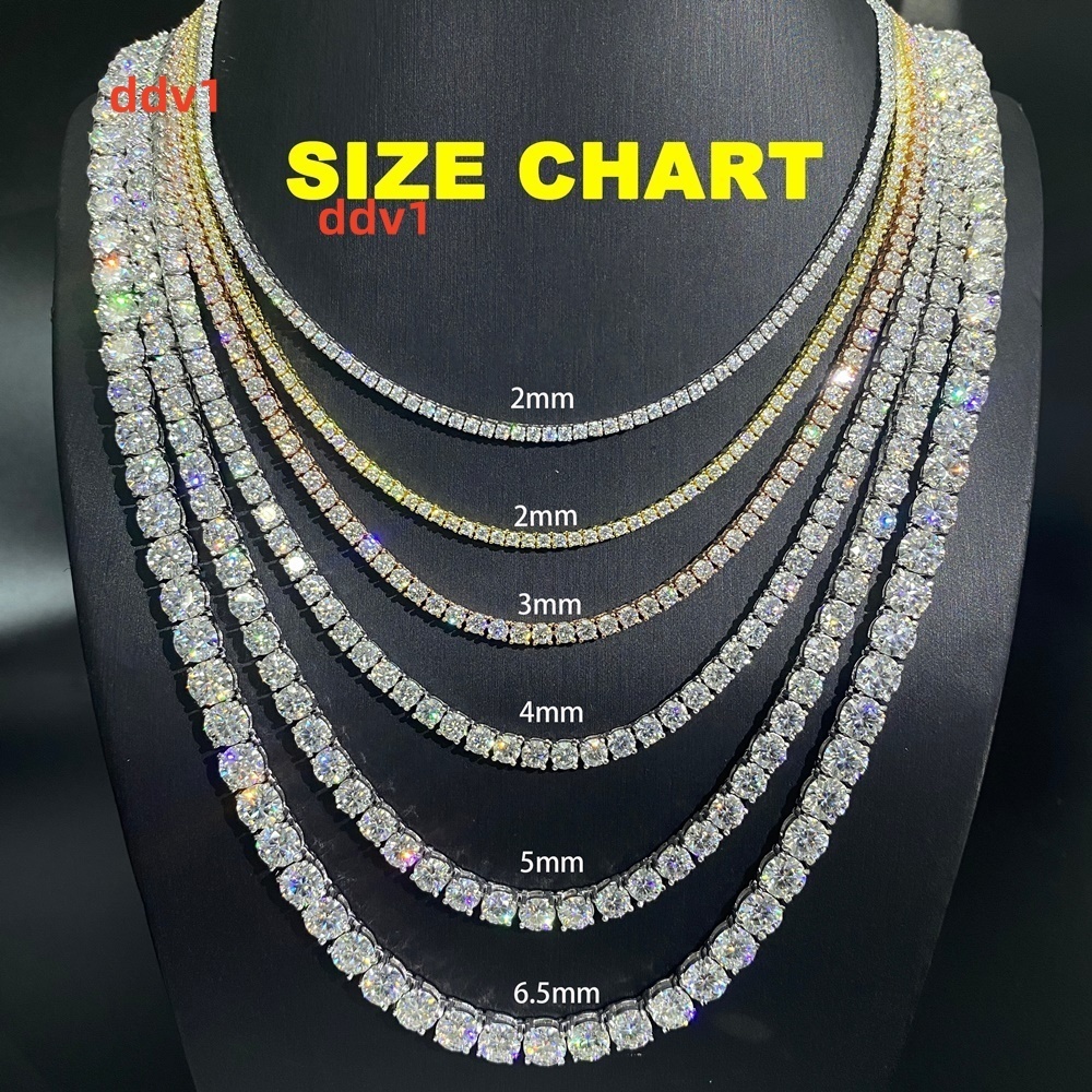 Cheapest Price Hip Hop 925 Silver Men Women Fine Jewelry Gra VVS Moissanite Diamond Tennis Chain 3MM 4MM 5MM Necklace Bracelet