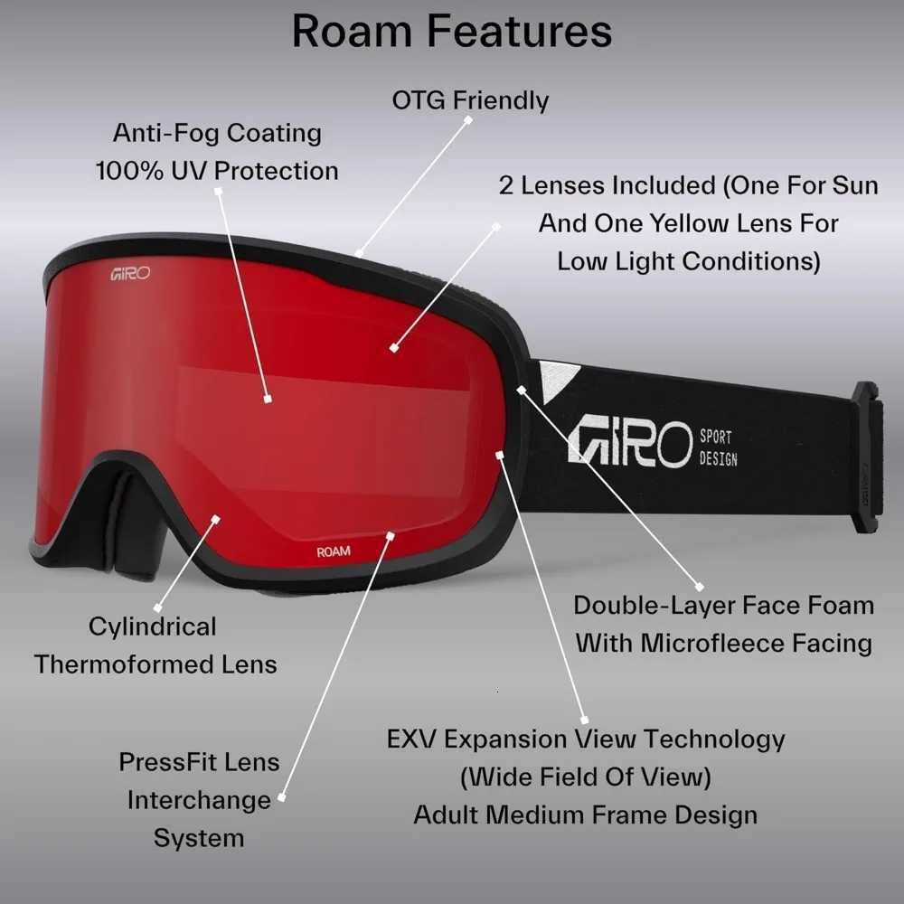 Anti-Fog Snowboard Goggles with 2 Lenses Unisex and Youth Sizes Over Glasses Compatible Long-Wearing Comfort K251110