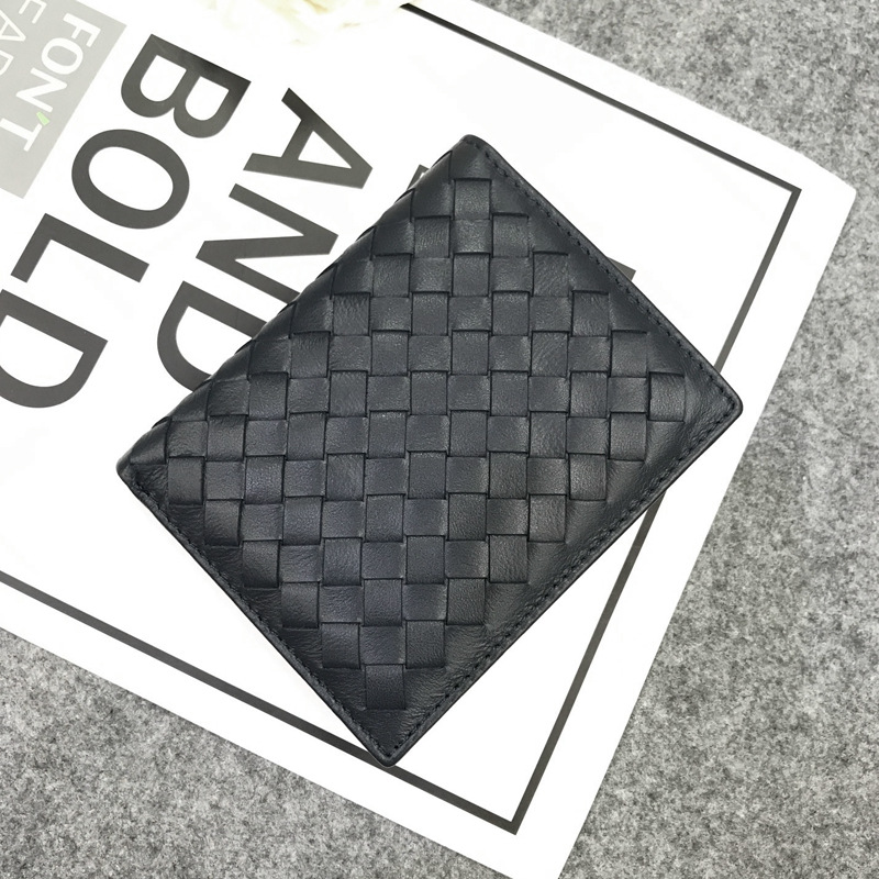 2025 Genuine leather hand-woven wallet multi-card slot card holder card case one-inch photo integrated bag short style