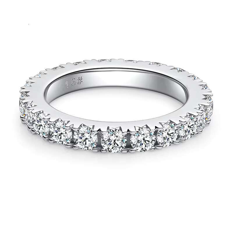 Classic Personality Design S925 Sterling Silver Row Full Diamond Shiny Ring High Quality VVS/D 3.00mm Mossanite Eternity Ring