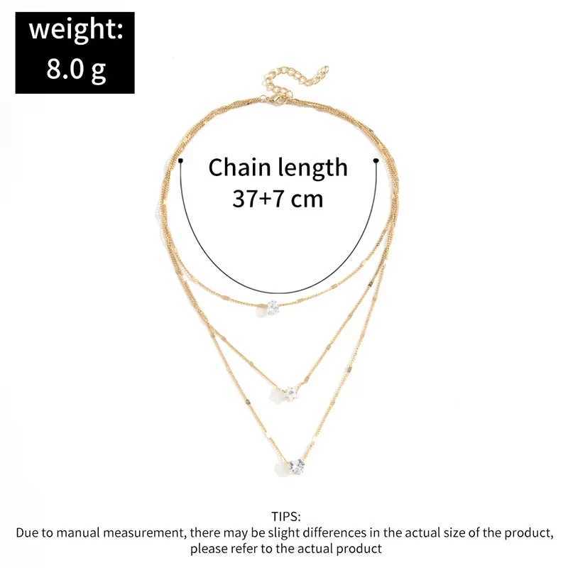 FTCY 3 Pcs Vintage Crystal Love Heart Necklace Set for Women Simple Multilayered Gold Color Womens Necklace Hypoallergenic JewC250411