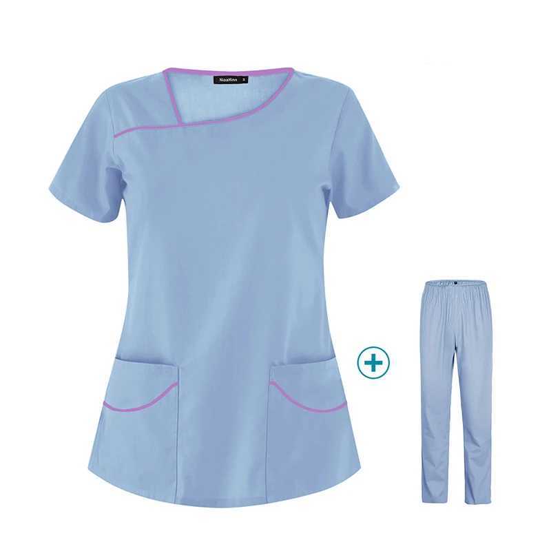 S-2XL Short Sleeve Medical Care Uniform for Doctors to Work at Sn Clinic Medical Care Service Set Shirt X250410